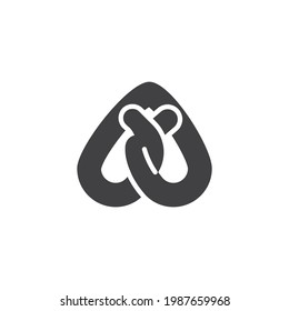 Pretzel bun vector icon. filled flat sign for mobile concept and web design. French pretzel glyph icon. Symbol, logo illustration. Vector graphics
