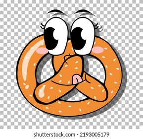 Pretzel cartoon character isolated illustration
