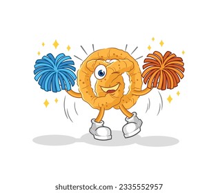 the pretzel cheerleader cartoon. cartoon mascot vector