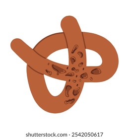 Pretzel con chispas de chocolate. Festiva para hornear. Ilustración vectorial de delicioso horneado casero, eps 10. Icono, logo. Anuncio del evento del Día Nacional del Pretzel.