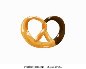 It is a pretzel with chocolate that real style illustration.