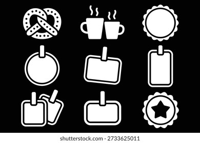 Tazas de café Pretzel etiquetas estrella insignia vapor
