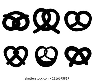 Pretzel collection hand drawn vector on white isolated background