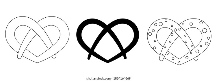 Pretzel. Contour image and silhouette. Linear vector graphics. Simple illustration.