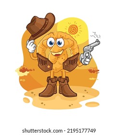 the pretzel cowboy with gun character vector