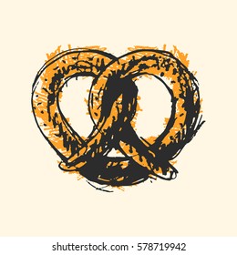 Pretzel craft sketch vector illustration.