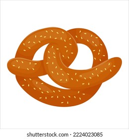 Pretzel. Crescent. Butter pastry. Confectionery. Bun for breakfast. Bakery. Vector illustration on a white background.