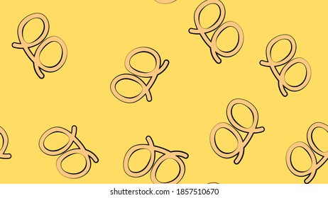 Pretzel, croissant, bread baguette background. Seamless pattern. Vector sketch illustration. Hand drawn pastries digital.