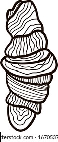 Pretzel croissant drawing, illustration, vector on white background.
