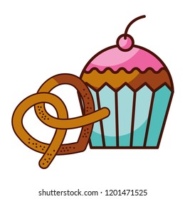 pretzel and cupcake food dessert bakery