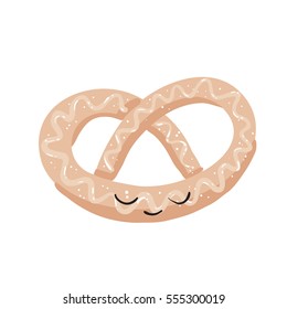 pretzel with a cute face. vector illustration