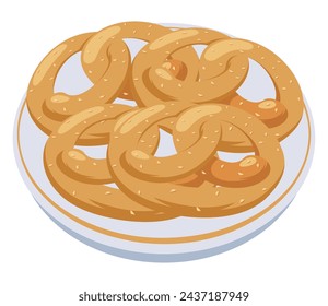 pretzel delicious in plate illustration