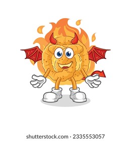 the pretzel demon with wings character. cartoon mascot vector