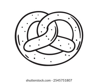 Pretzel doodle hand drawn icon. German pretzel traditional drawing clipart line isolated element. Vector illustration