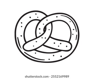 Pretzel doodle hand drawn icon. German pretzel traditional drawing clipart line isolated element. Vector illustration