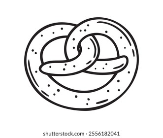 Pretzel doodle hand drawn icon. German pretzel traditional drawing clipart line isolated element. Vector illustration