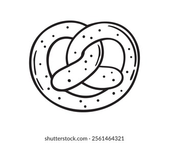 Pretzel doodle hand drawn icon. German pretzel traditional drawing clipart line isolated element. Vector illustration