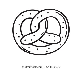 Pretzel doodle hand drawn icon. German pretzel traditional drawing clipart line isolated element. Vector illustration