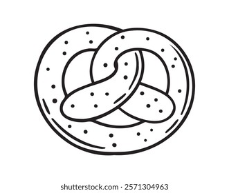 Pretzel doodle hand drawn icon. German pretzel traditional drawing clipart line isolated element. Vector illustration