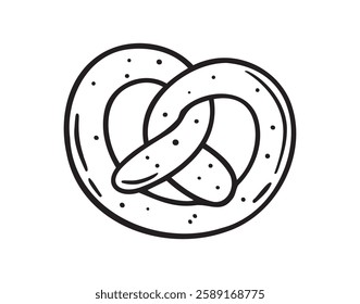 Pretzel doodle hand drawn icon. German pretzel traditional drawing clipart line isolated element. Vector illustration