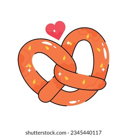 Pretzel doodle vector filled outline Sticker. EPS 10 file