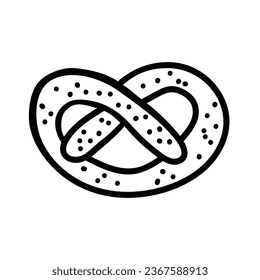 Pretzel doodle vector illustration isolated on white background