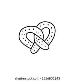 pretzel doodle, vector pretzel illustration, simple cookie food doodle