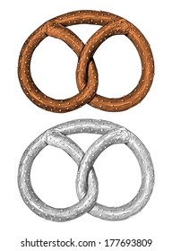 Pretzel in engraving style