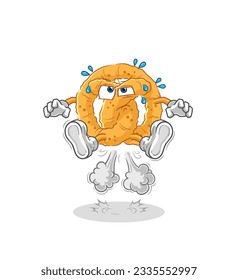 the pretzel fart jumping illustration. character vector