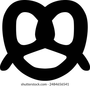 Pretzel flat black vector icon.