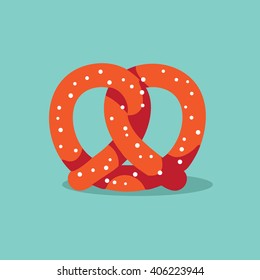 Pretzel flat design icon. EPS 10 vector.