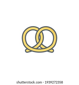Pretzel Flat Icon Isolated On White Background