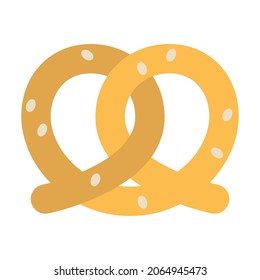 Pretzel flat icon. Octoberfest. Cartoon illustration. Vector sign for mobile app and web sites.