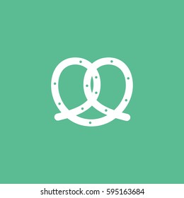 Pretzel Flat Icon On Green Background