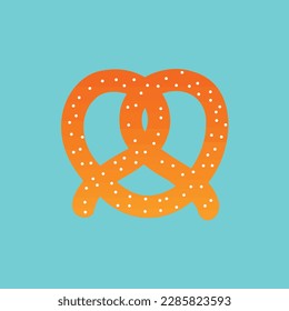 Pretzel flat icon on teal background. Vector illustration, EPS 10.
