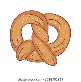 Vector anudado alemán del bocado de la masa del pretzel aislado