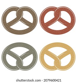 Pretzel German Salted Lye Biscuit Vector Illustration. Pretzel Typical Oktoberfest Food Isolated On A White Background
