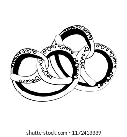 Pretzel german snack in black and white