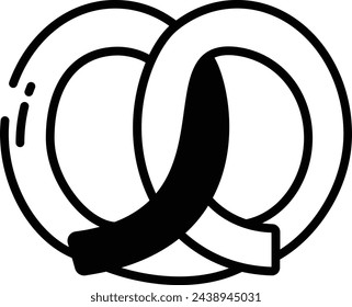 pretzel glyph and line vector illustration