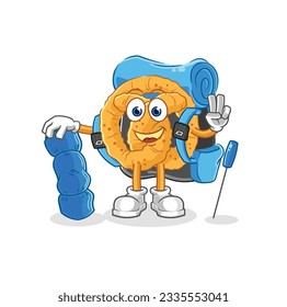 the pretzel go camping mascot. cartoon vector