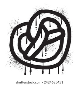 Pretzel graffiti drawn with black spray paint