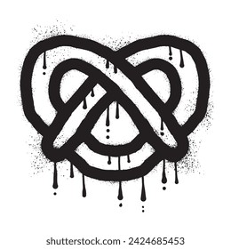 Pretzel graffiti drawn with black spray paint