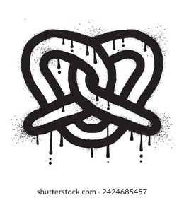 Pretzel graffiti drawn with black spray paint