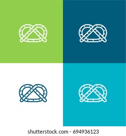 Pretzel green and blue material color minimal icon or logo design