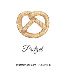 Pretzel hand drawing vector illustration. Pretzel baking