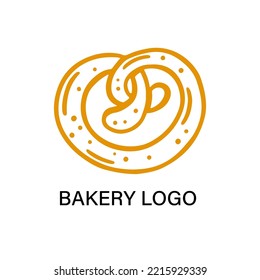 Pretzel Hand drawn icon. Baked pastry element. Thin line art logotype sign, linear symbols. Vector illustration