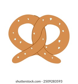 Pretzel. Hand-drawn doodle food. German traditional pastry. Vector isolated on white background