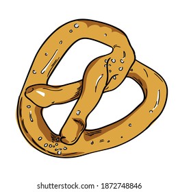 Bretzel. Handgezeichnete Grafiken. Farbvektorgrafik