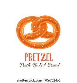 Pretzel icon for bakery shop or food design. Vector illustration.
