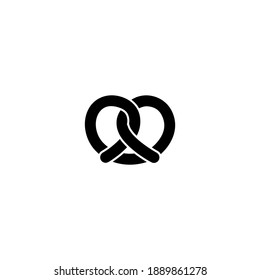 Pretzel icon. Bakery icon. Simple, flat, black, glyph.